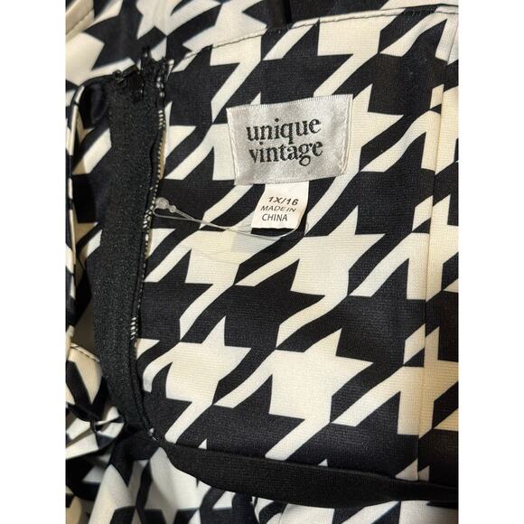 Unique Vintage 1950’s Black White  Houndstooth Peplum Jumpsuit 1X NWOT - Picture 7 of 8